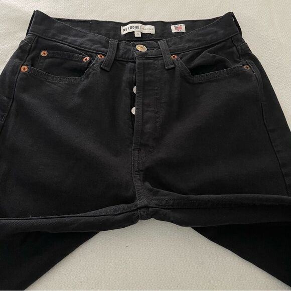 RE/DONE Levi’s Originals High Rise Ankle Fray Crop with Stretch Worn Black 26 - Picture 6 of 10
